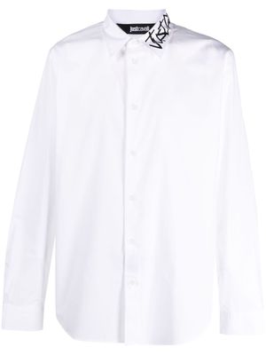 Just Cavalli logo-print long-sleeve cotton shirt - White