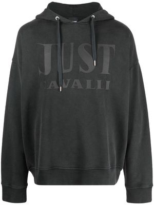 Just Cavalli logo-print long-sleeve hoodie - Grey
