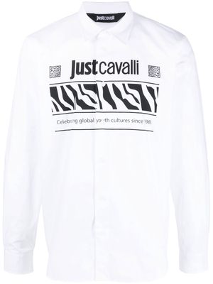 Just Cavalli logo-print long-sleeve shirt - White