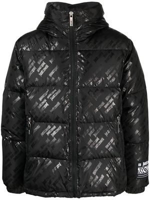 Just Cavalli logo-print padded hooded jacket - Black