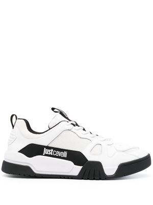 Just Cavalli logo-print panelled low-top sneakers - White