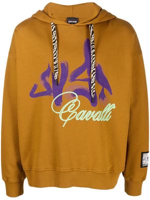 Just Cavalli logo-print pullover hoodie - Brown