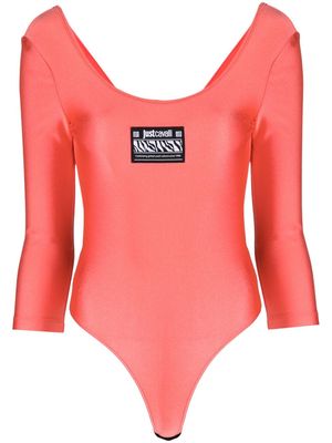 Just Cavalli logo print scoop neck body suit - Pink