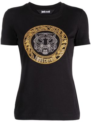 Just Cavalli logo-print stud-embellished T-shirt - Black