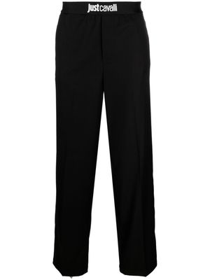 Just Cavalli logo-print tailored trousers - Black