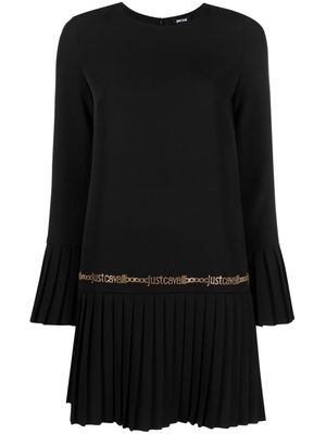 Just Cavalli logo-studded pleat-detail minidress - Black