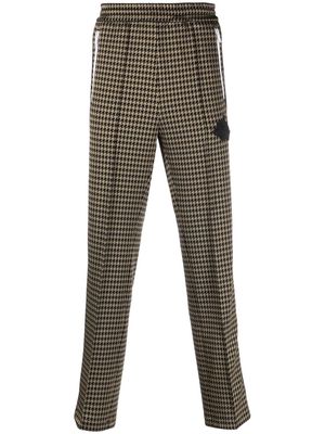 Just Cavalli logo-tape houndstooth-pattern track pants - Gold