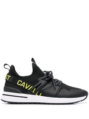 Just Cavalli logo-tape slip-on sneakers - Black