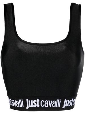 Just Cavalli logo-waistband crop top - Black