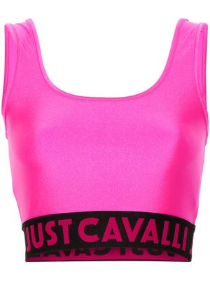 Just Cavalli logo-waistband cropped top - Pink