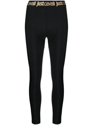 Just Cavalli logo-waistband high-waist leggings - Black