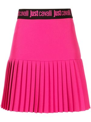 Just Cavalli logo-waistband pleated miniskirt - Pink