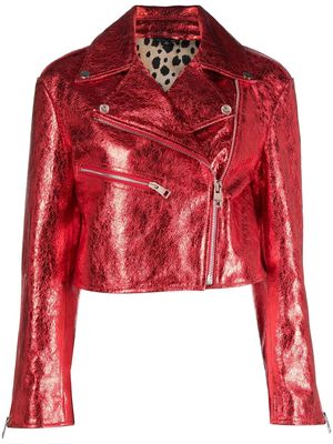 Just Cavalli metallic biker jacket - Red