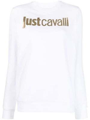 Just Cavalli metallic logo cotton sweatshirt - White