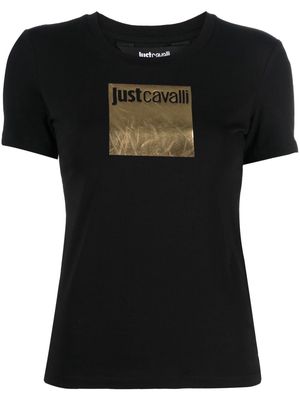 Just Cavalli metallic-logo cotton T-shirt - Black