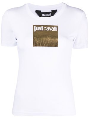 Just Cavalli metallic-logo cotton T-shirt - White