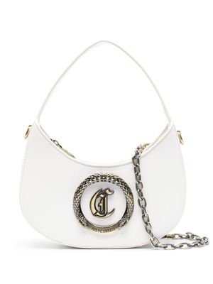 Just Cavalli metallic-snake detail faux-leather crossbody bag - White