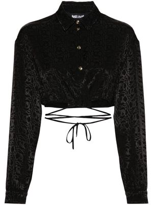 Just Cavalli monogram jacquard cropped blouse - Black