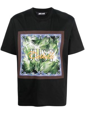Just Cavalli palm tree-print cotton T-shirt - Black