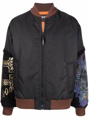 Just Cavalli patchwork-detail bomber jacket - Black