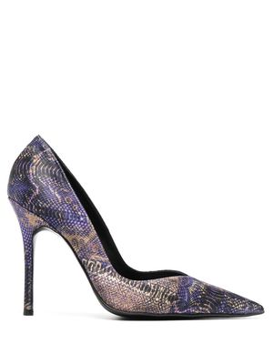 Just Cavalli pointed-toe snakeskin-effect stilettos - Purple