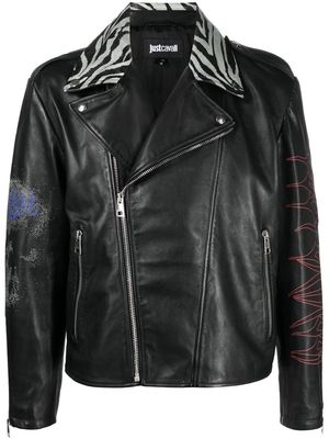 Just Cavalli printed leather jacket - Black