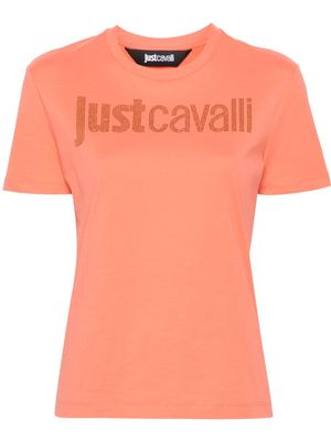 Just Cavalli rhinestone-embellished logo T-shirt - Orange