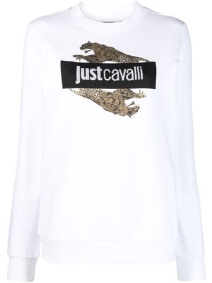 Just Cavalli rhinestone logo sweatshirt - White