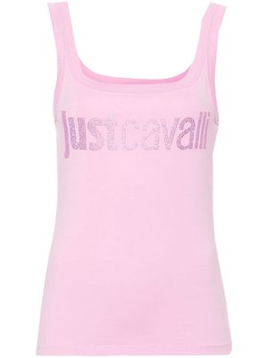 Just Cavalli rhinestone-logo top - Pink