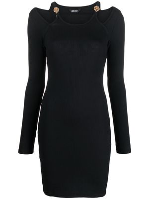 Just Cavalli ribbed-knit cut-out minidress - Black