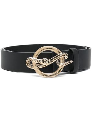 Just Cavalli Serpent buckle leather belt - Black