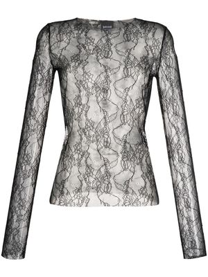 Just Cavalli sheer floral-lace top - Black