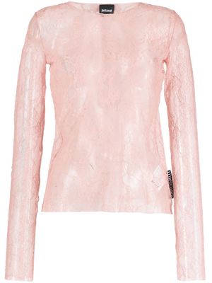Just Cavalli sheer floral-lace top - Pink