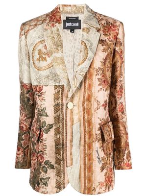 Just Cavalli single-breasted patchwork blazer - Brown