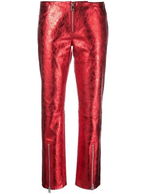 Just Cavalli slim-cut metallic trousers - Red