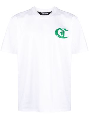 Just Cavalli slogan-embroidered cotton T-shirt - White