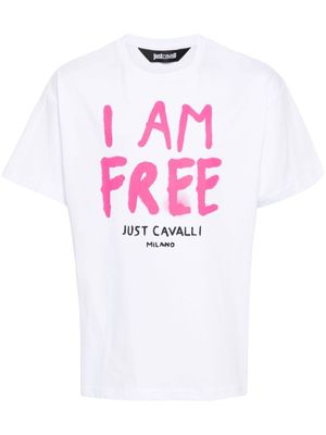 Just Cavalli slogan-print cotton Tshirt - White