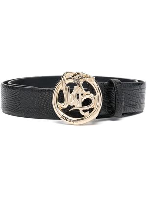 Just Cavalli snakeskin-effect logo-buckle belt - Black