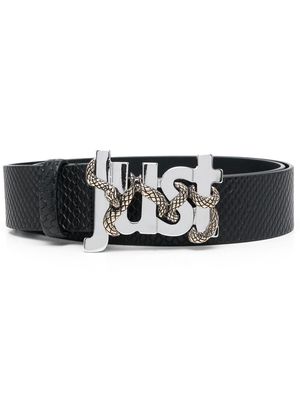 JUST CAVALLI snakeskin-effect logo-lettering belt - Black