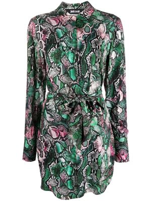 Just Cavalli snakeskin-print belted minidress - Green