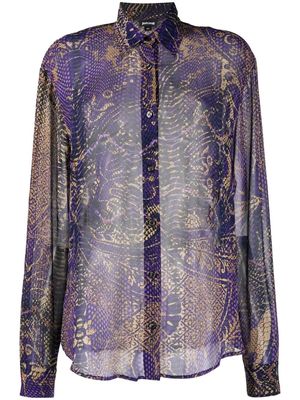 Just Cavalli snakeskin-print long-sleeve shirt - Purple