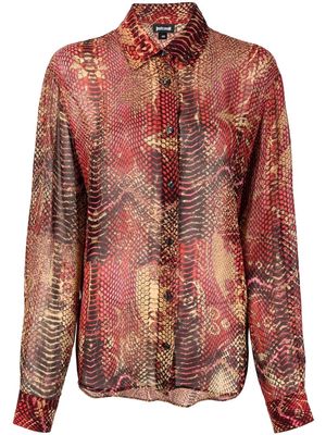 Just Cavalli snakeskin-print long-sleeve shirt - Red