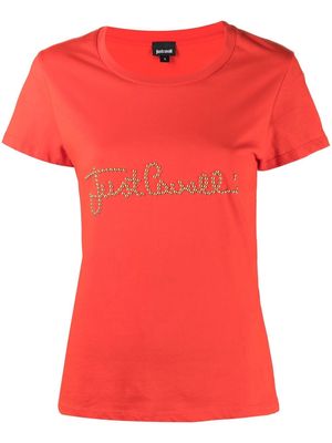 Just Cavalli stud-embellished logo T-shirt - Red