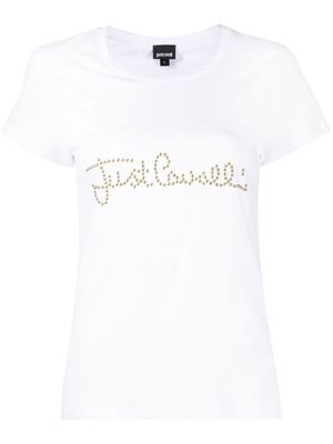 Just Cavalli stud-embellished logo T-shirt - White