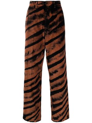 Just Cavalli tiger-effect straight leg trousers - Black