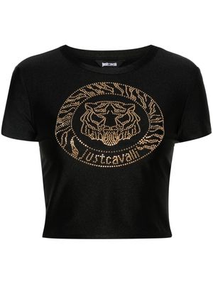 Just Cavalli tiger head-beaded T-shirt - Black