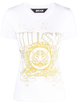 Just Cavalli Tiger Head-motif cotton T-shirt - White