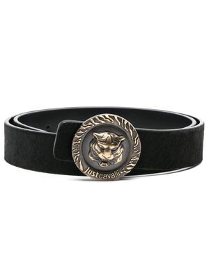 Just Cavalli Tiger Head-motif leather belt - Black
