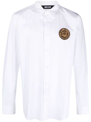 Just Cavalli Tiger Head-patch cotton shirt - White