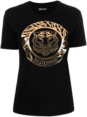 Just Cavalli Tiger Head-print cotton T-shirt - Black